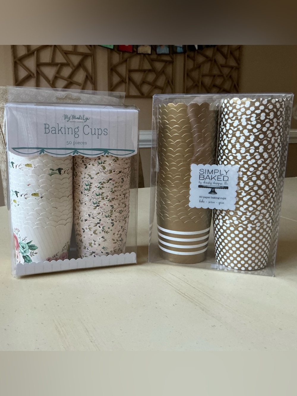 2 New Packages of  Baking Cups - Flowers & Gold
